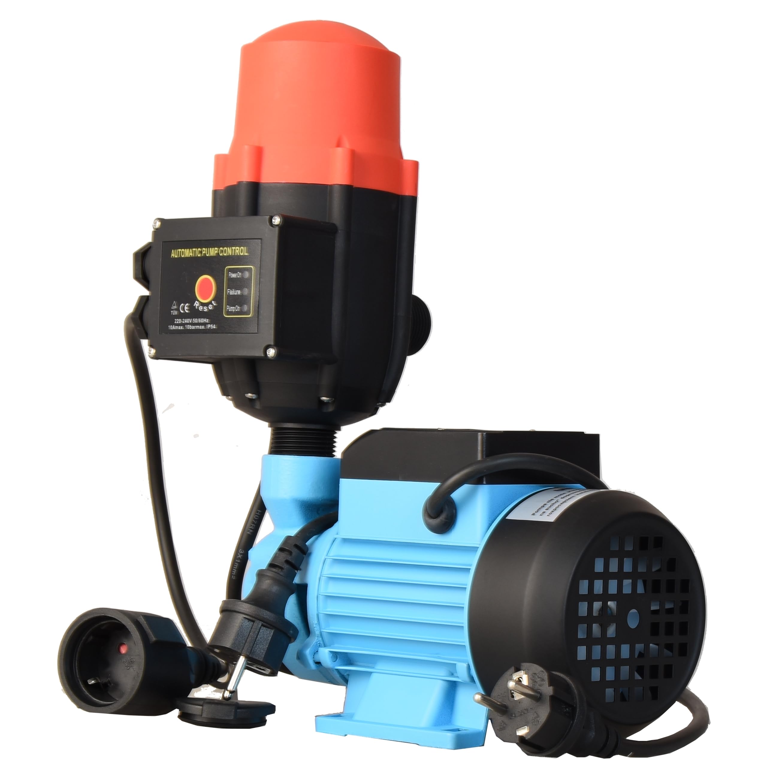 Pompa dell'acqua QB 60 con Pressostato Elettronico BRIO CSK 21 - Pompa da Giardino (370 W, 2100 l/h, altezza di mandata 39 m) - Comando per Pompa - Regolazione Pressione - Protezione Marcia a Secco