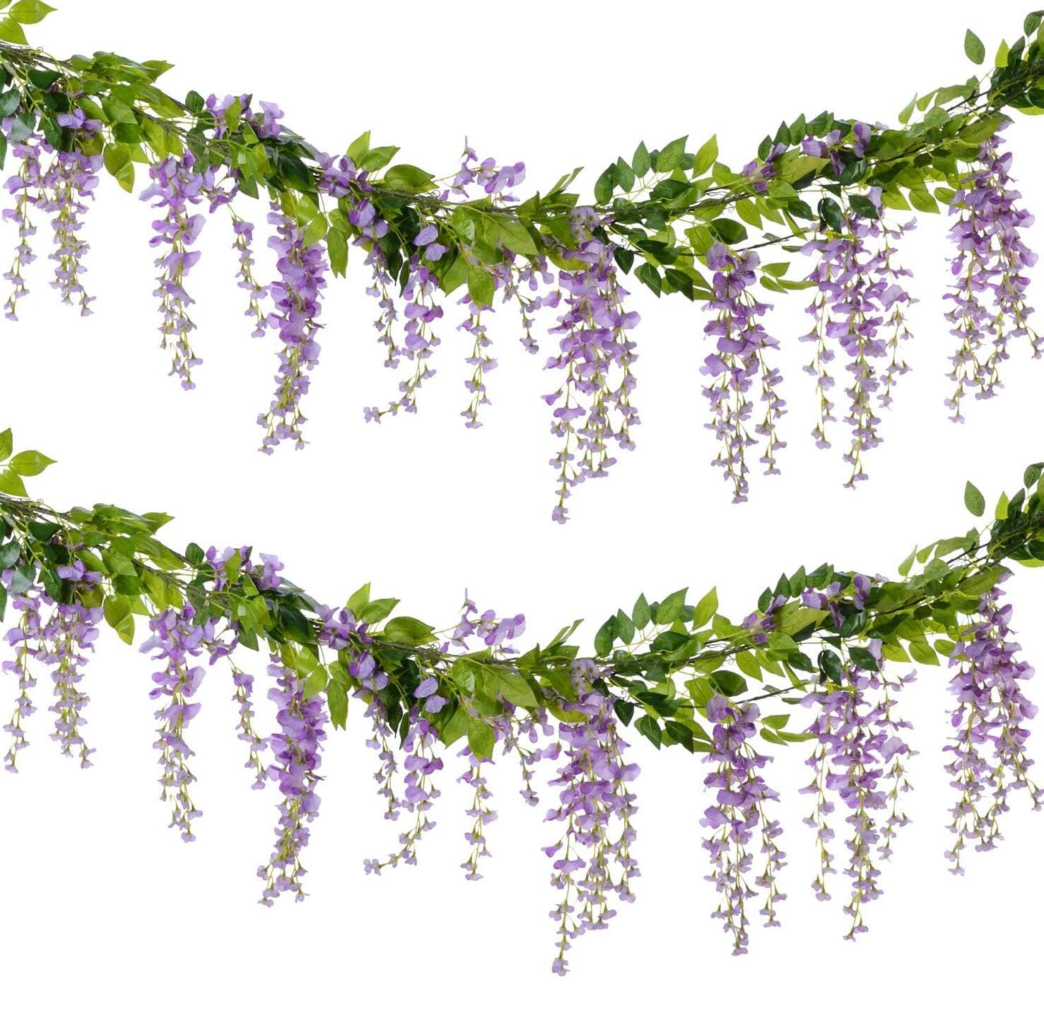 Flower Garland Decoration, 4x7Ft/ 2.1M Artificial Wisteria Vine Garland Plant...