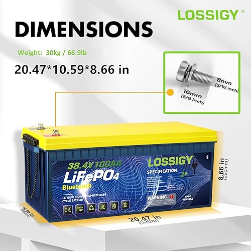 Miniatura 2 de LOSSIGY Batería de litio para carrito de golf de 36 V con cargador Lifepo4 de 25 A, perfecta para motor de arrastre, marina, barco, Bluetooth BMS
