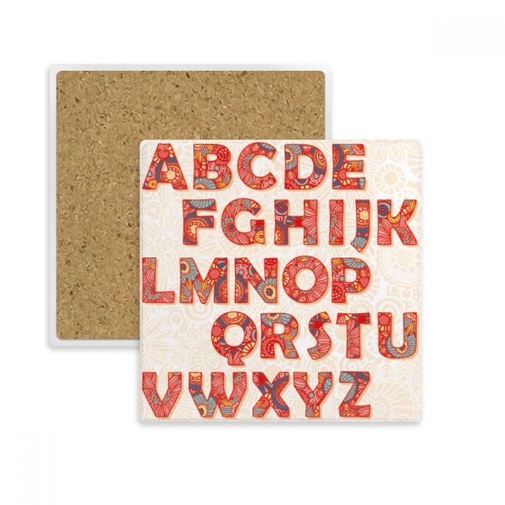Coaster tasse absorbant carré avec motif de lettre A-Z et feuillage multicolore
