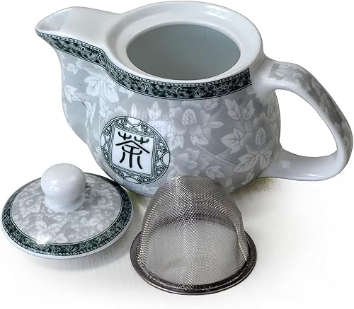 Miniatura 2 de Tetera china de 17 oz porcelana tetera de acero inoxidable filtro de alambre hervidor infusor para oficina en casa