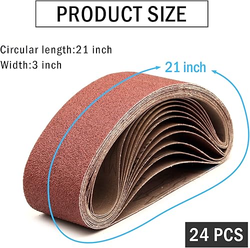 Miniatura 3 de Bandas de lijado de banda de 3 x 21 pulgadas, papel lijadora de óxido de aluminio de 3 x 21 pulgadas para lijadoras de banda de 3 x 21 pulgadas (4