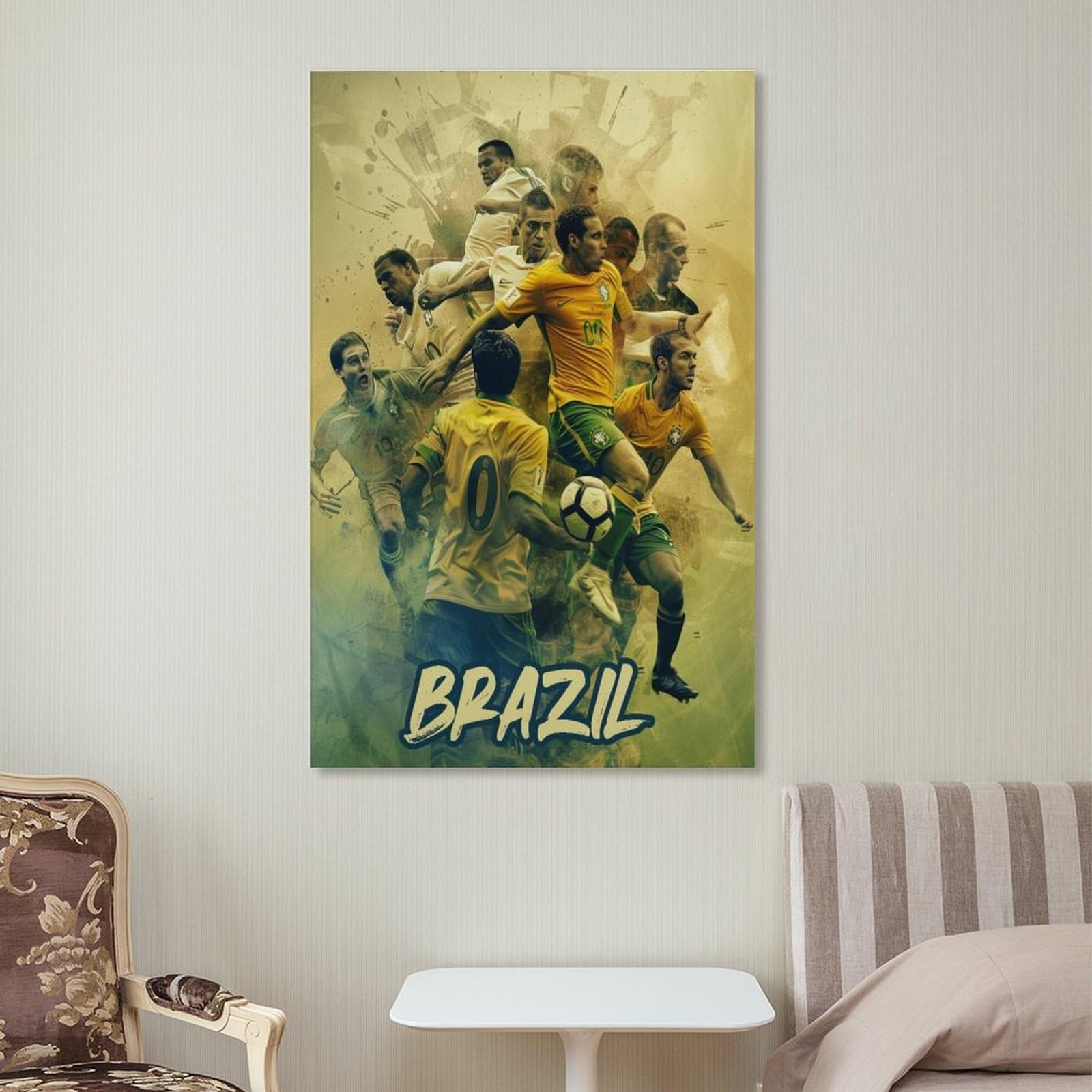 UTGN Poster della squadra di calcio del Brasile, su tela, vivace, decorazione artistica da parete per soggiorno e camera da letto, 40 x 60 cm