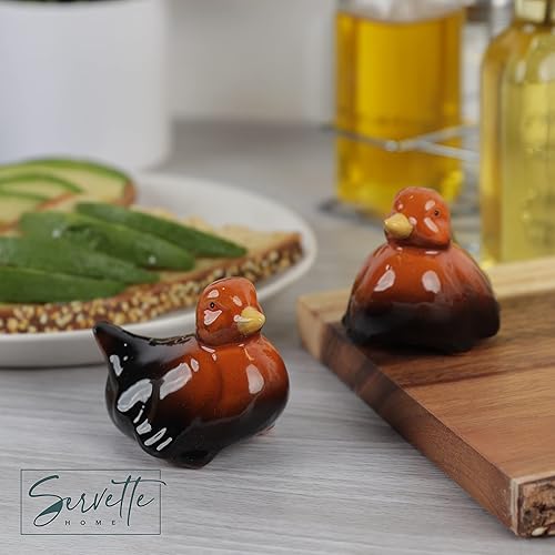 Miniatura 2 de Coctelera de cerámica para pájaros, salero y pimienta, decoración de cocina, color marrón