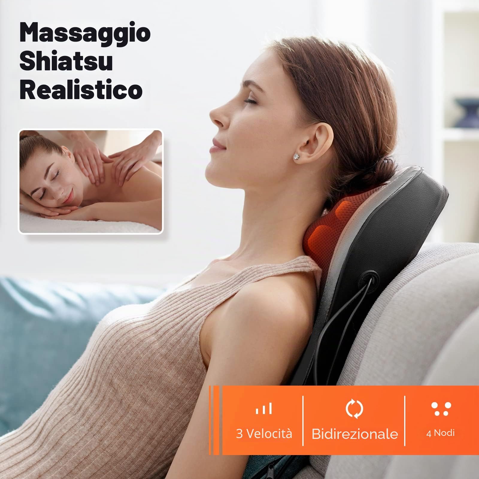 Massaggiatore Cervicale, Massaggiatore Schiena e Collo com Massaggio Impastante Profondo e Calore Rilassante, Allevia il Dolore Collo, Spalle e Schiena, Regali per Uomo, Donna, Mamma, Papà