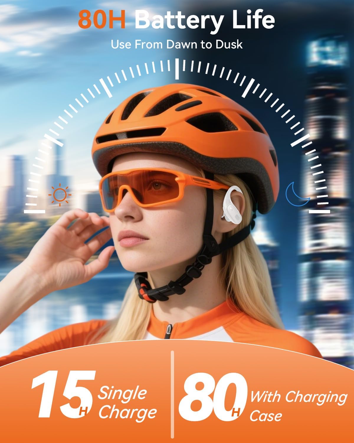 Wireless Earbuds, Sports Bluetooth 5.4 Headphones, Ear Buds with ENC Noise Canceling Mic, 80Hr Playtime Earphones, Palm-sized, LED Power Display, IPX7 Waterproof Headset for Workout Running, White - Image 3