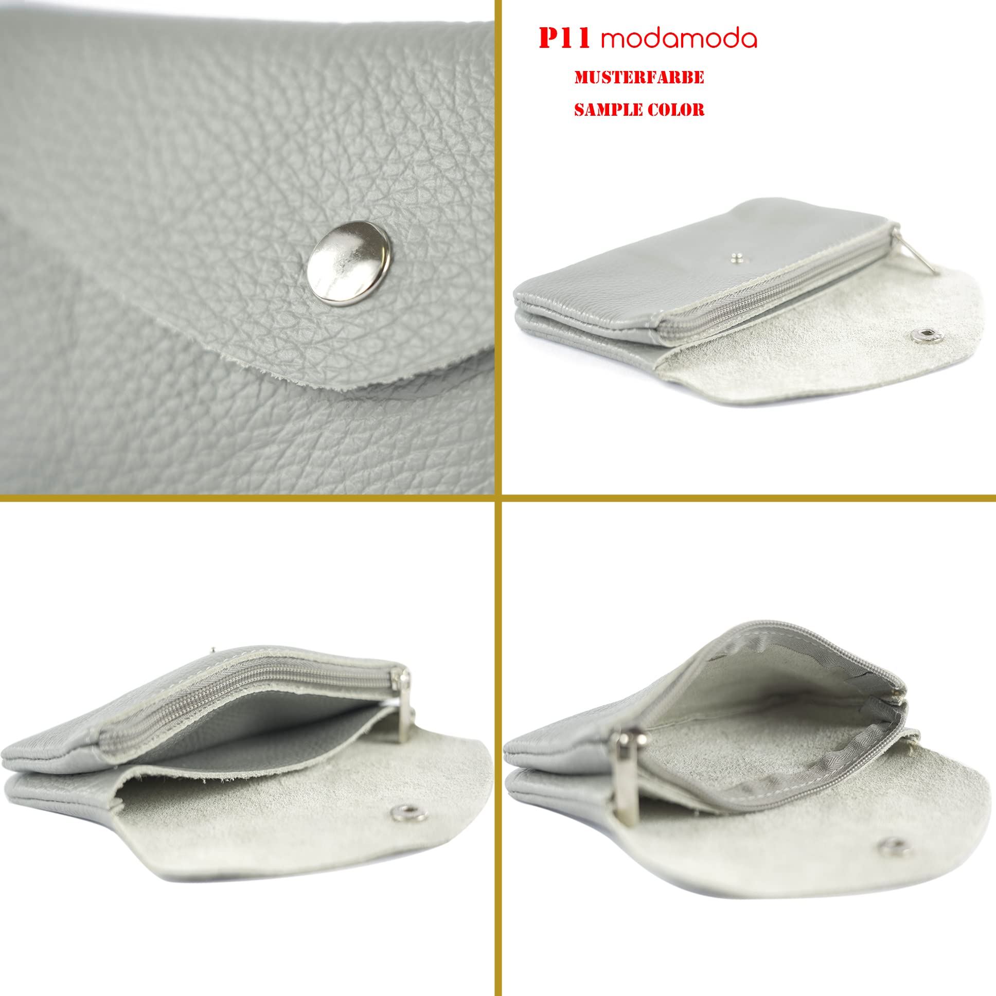 modamoda de P11 Portefeuille en cuir pour femme 16x10 cm, Fabriqué à la main en Italie, m