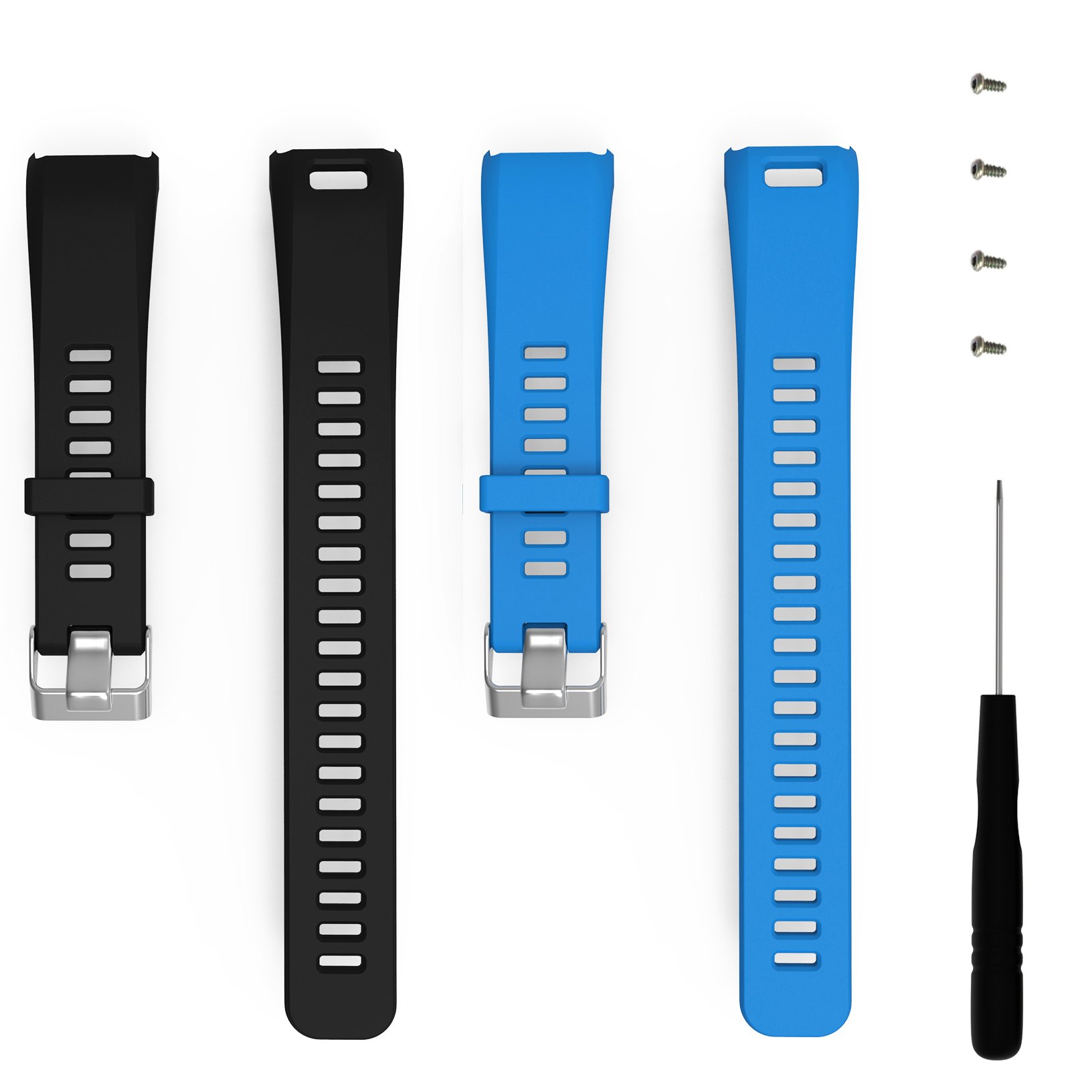 ECSEM Soft Silicone Bands and Straps for Garmin vivosmart HR (not for vivosmart hr +), Black/Blue-image-37