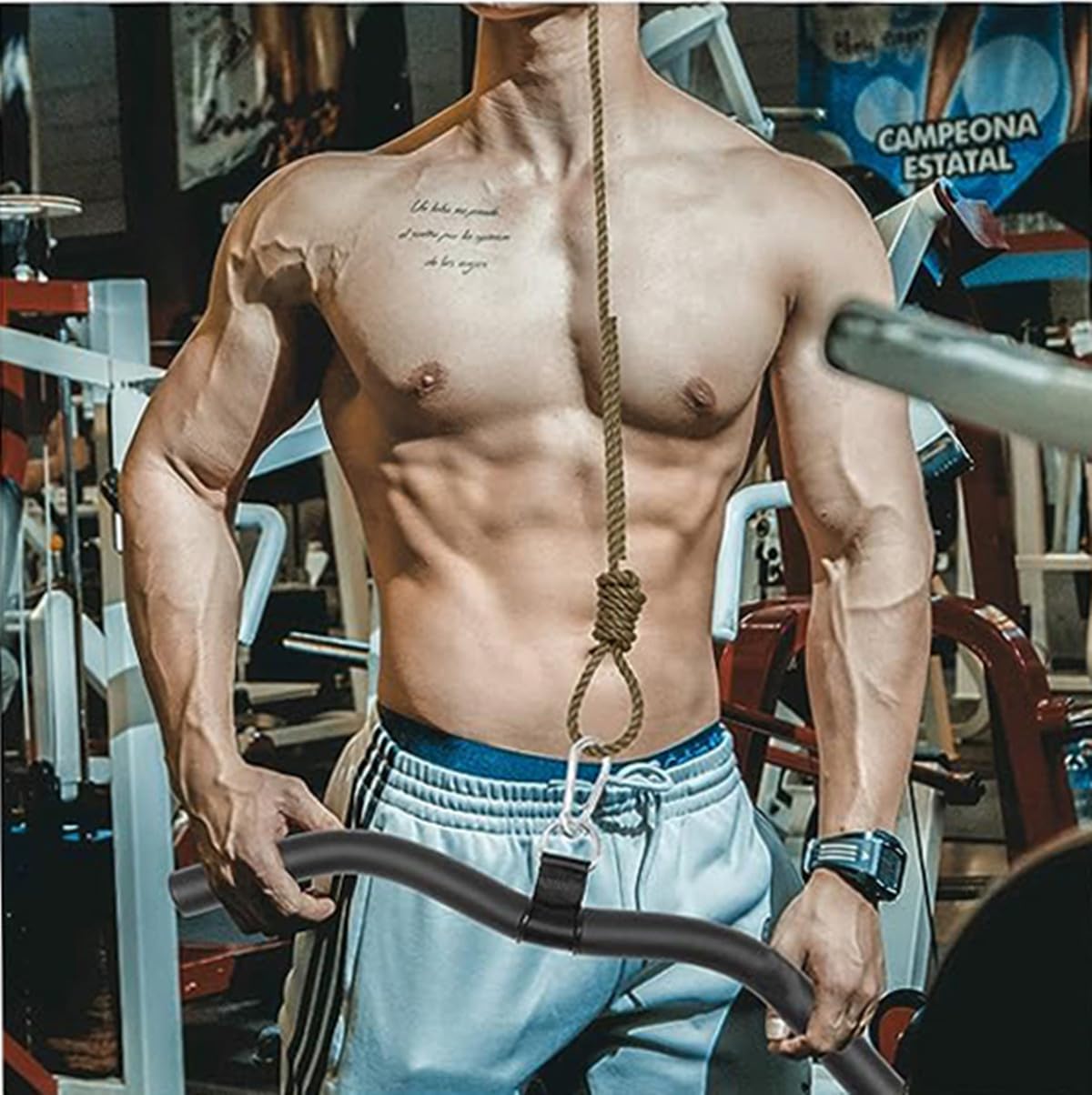 Barra dritta per tricipiti e bicipiti, Barra per il fitness in acciaio riccio