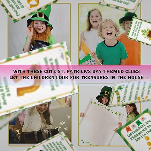 Miniatura 4 de shupai Pistas de búsqueda del tesoro del día de San Patricio (16 cartas con sobres), juegos de fiesta del día de San Patricio (XBK004E)