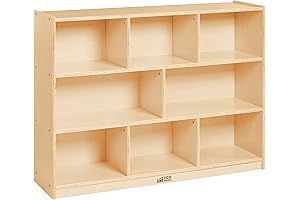 ECR4Kids Birch 8-Section Classroom Furniture Storage Cabinet on Casters
