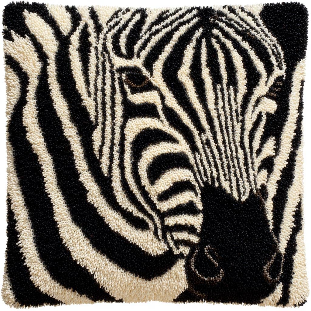 WallustrioaW Latch Hook Cushion Kits 43x43cm,Animal Zebra