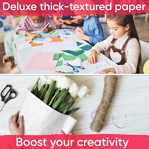 Miniatura 5 de Paclord Rollo de papel kraft blanco de 18 x 1200 pulgadas (100 pies), 45 libras de grosor, papel de manualidades para la escuela, papel de color