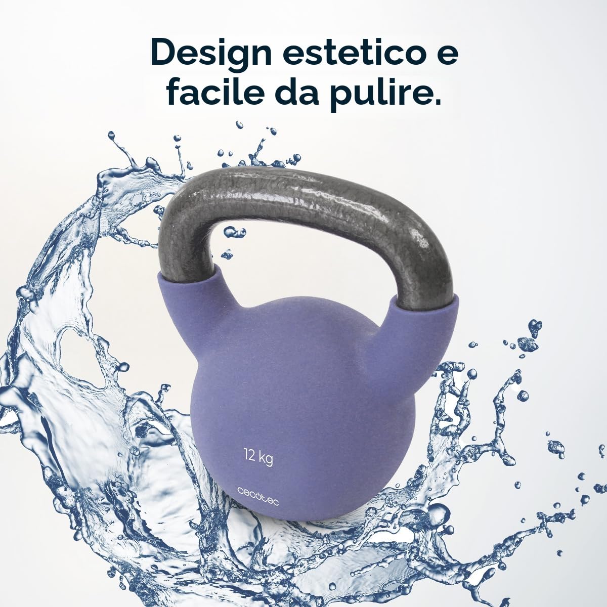 Cecotec Pesa Russa da 8-10-12 kg Drumfit KettleBell Neo. Rivestimento in Neoprene, Ghisa, Maniglia Ergonomica, Design Estetico e Facile da Pulire.