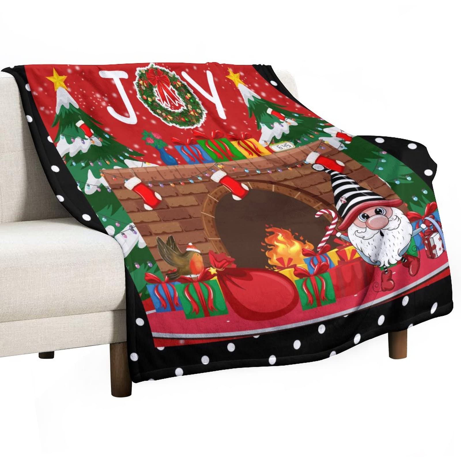 Couverture de Noël pour enfants, cadeau idéal avec motifs gnomes et sapins