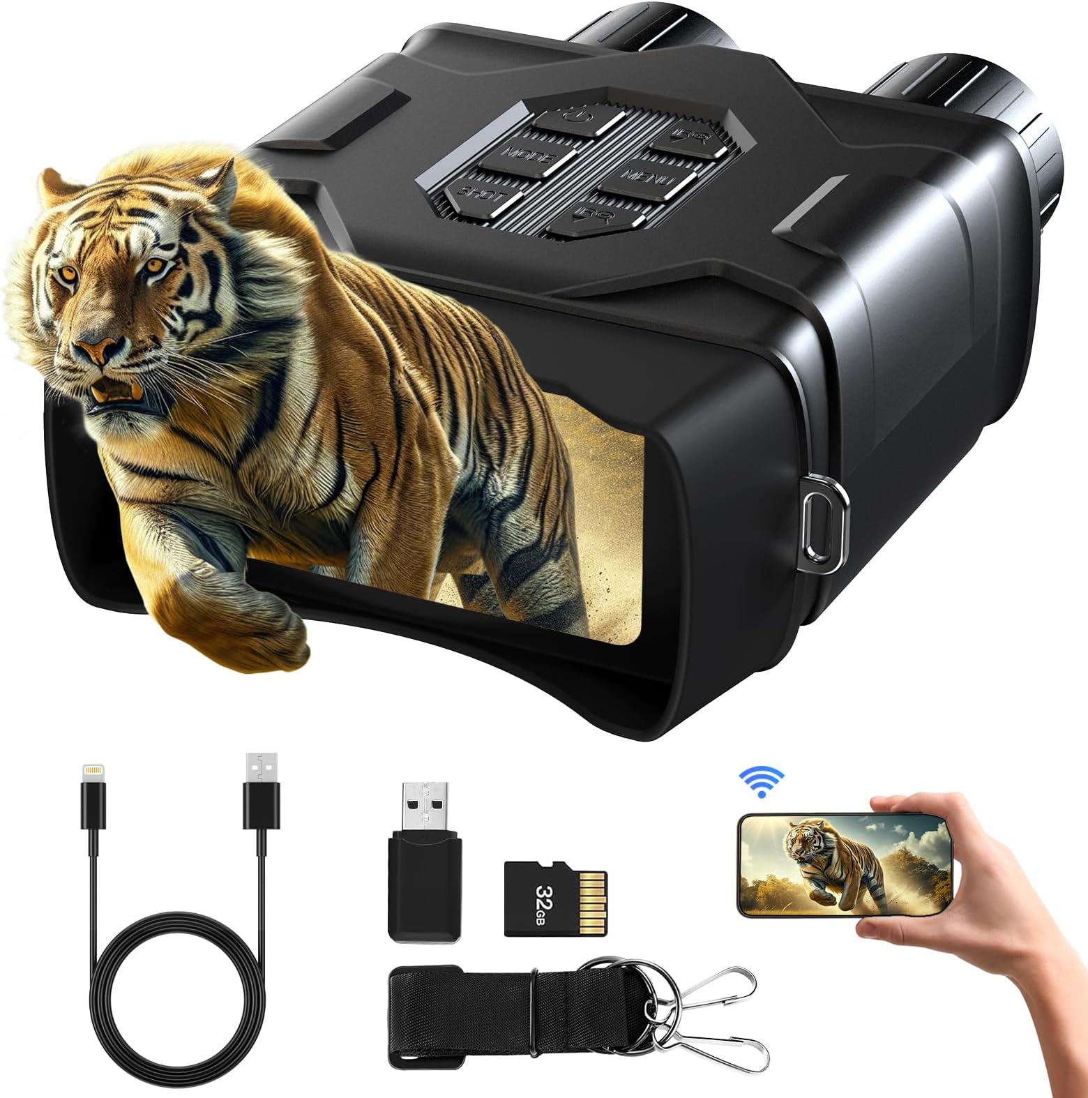 GTHUNDER Night Vision Goggles Binoculars with Remote Monitor on App | Crystal Clear 4K UHD Video & 52MP Full Color Photos on 4" HD Screen |10X Zoom Ideal for Camping Hunting & Wildlife Observation