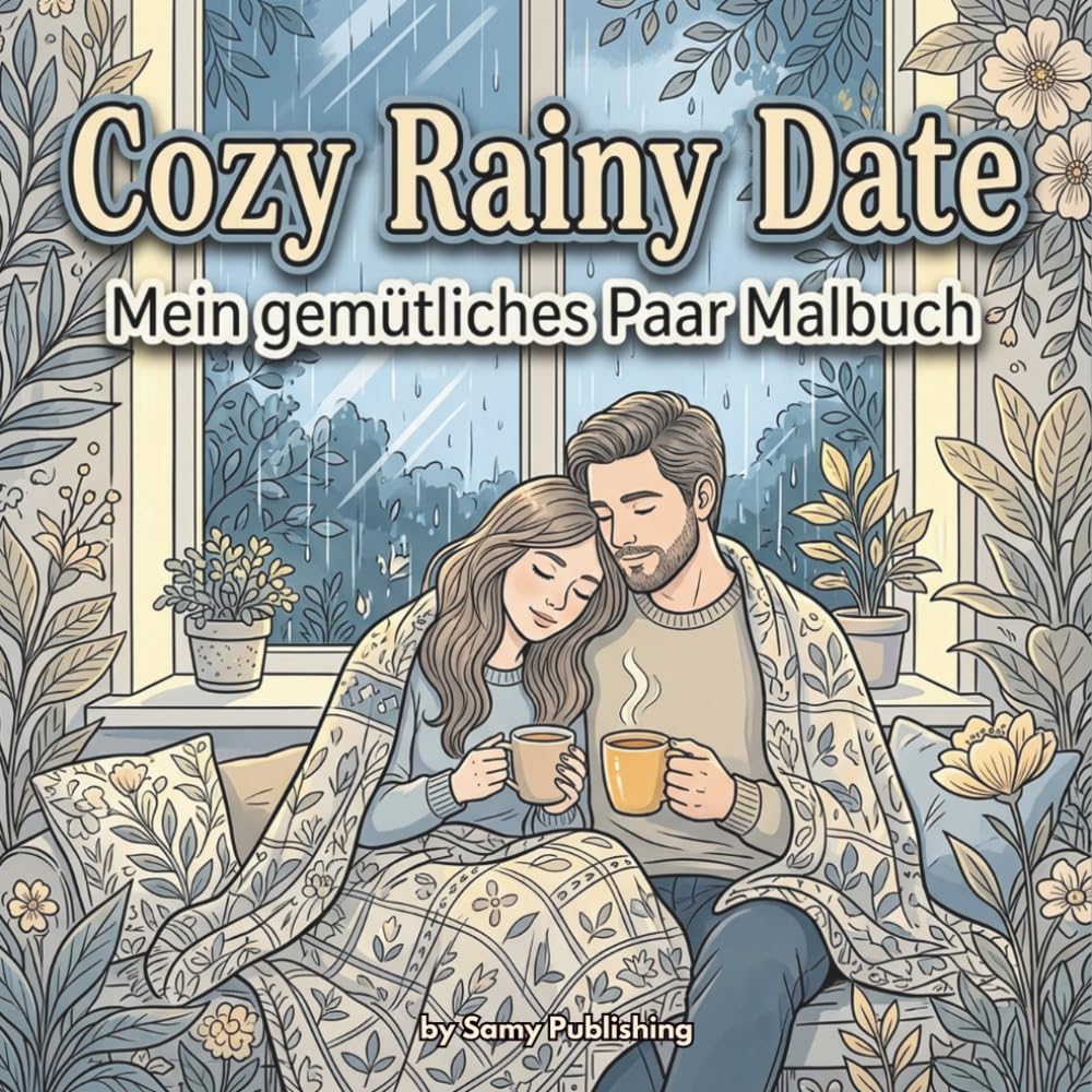 Cozy Rainy Date – Mein gemütliches Paar Malbuch: 40 detailreiche Ausmalbilder mit Paaren in romantischen Regenszenen voller Wärme, Nähe und ... und Erwachsene (Die Cozy Couple Kollektion)