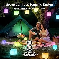 Vista 5 de Loftek - Luces de cubo LED de 10.2 cm, cubo teseracto RGB de 16 colores, lámpara de ambiente LED cósmica con control remoto, lámpara de noche