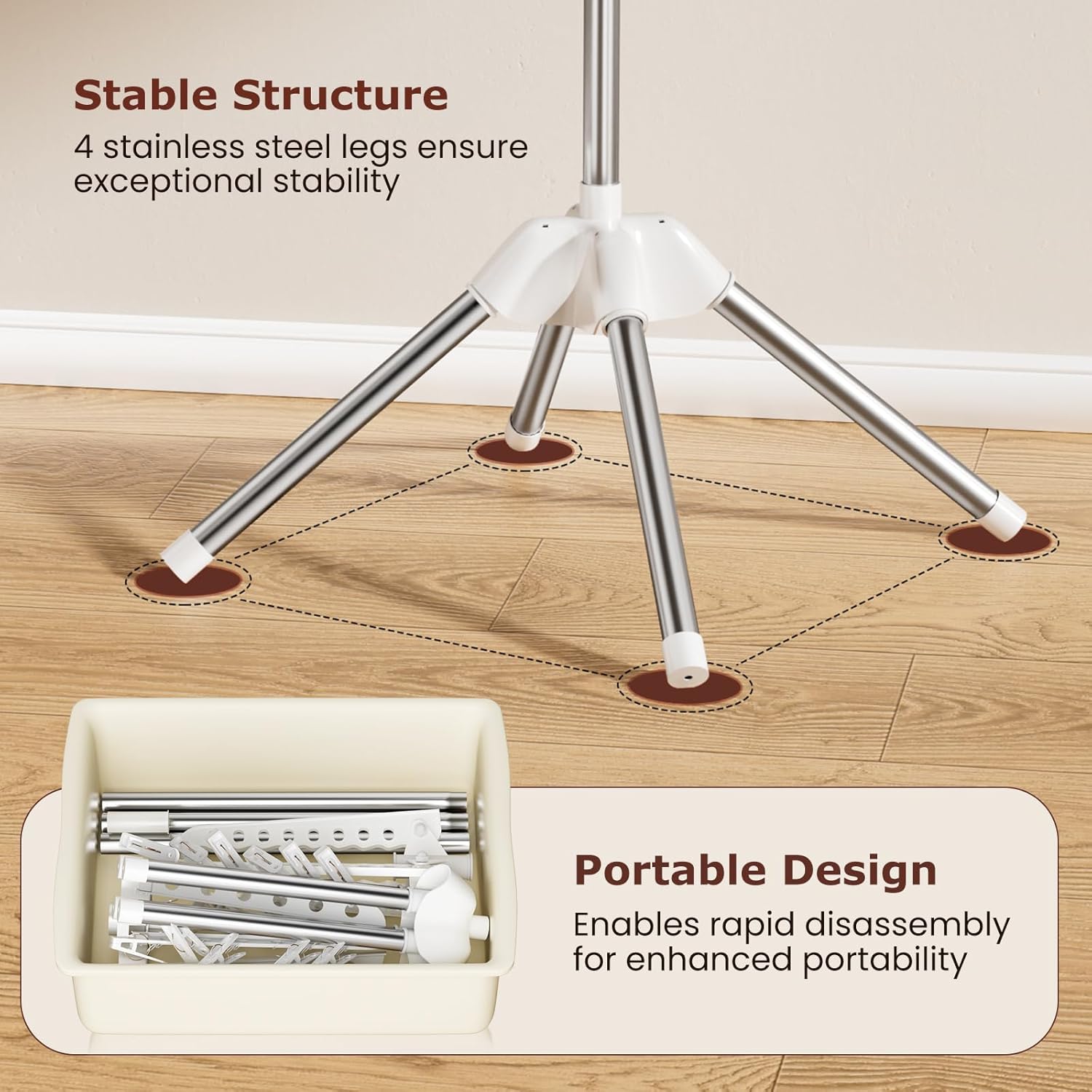 Abiglifty Rotatable and Foldable Clothes Drying Rack, Space Saving Free Standing Laundry Drying Rack for Indoor, Balcony, 2 Layer