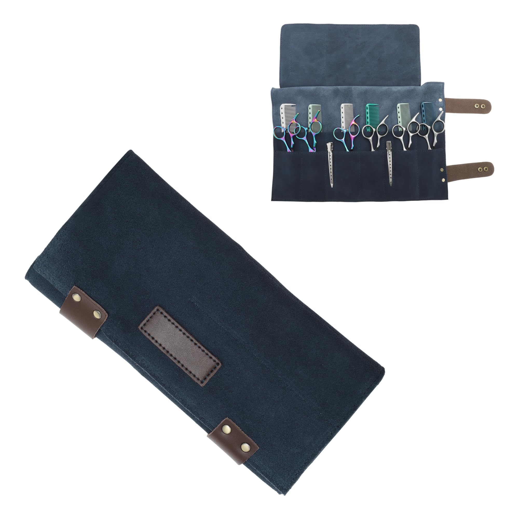 Sac à ciseaux de barbier enroulable bleu pliable contre les chocs