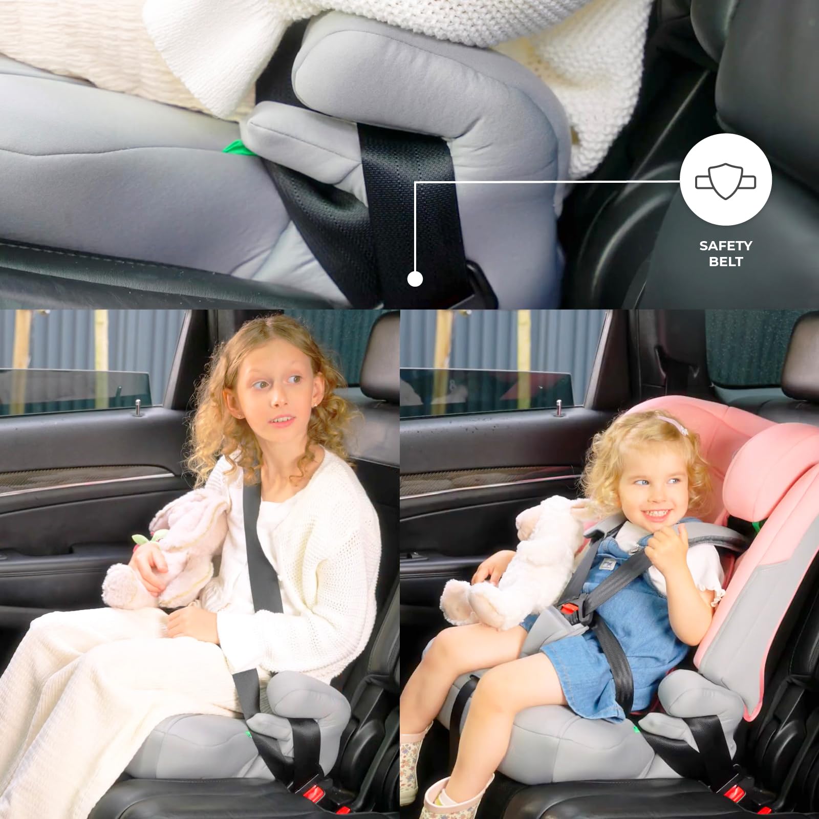Kinderkraft I-Comfy, fotelik samochodowy dla dzieci, przepisy (76-150 cm), regulowane oparcie, 5-punktowe szelki bezpieczeństwa, system Easy Grow, dla dziecka, łatwa instalacja, czarny