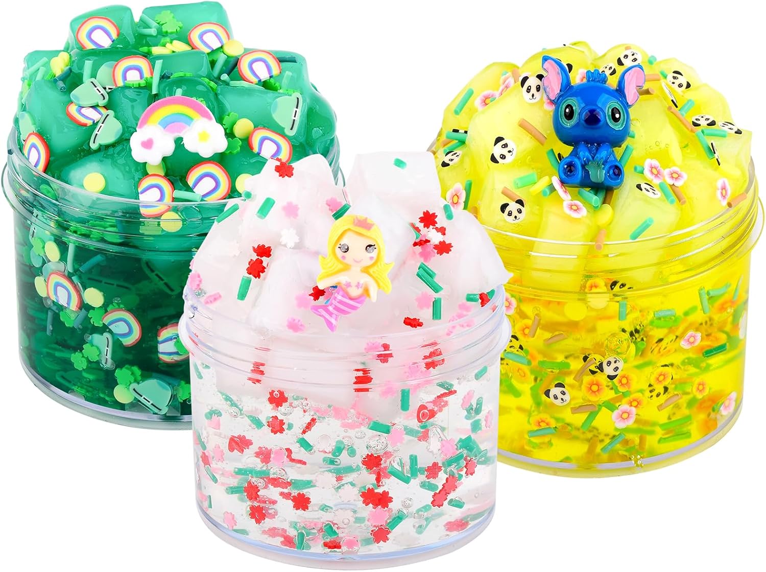 3 Pack Jelly Cube Crystal Slime Kit, Premade Crunchy Glue Boba Slime