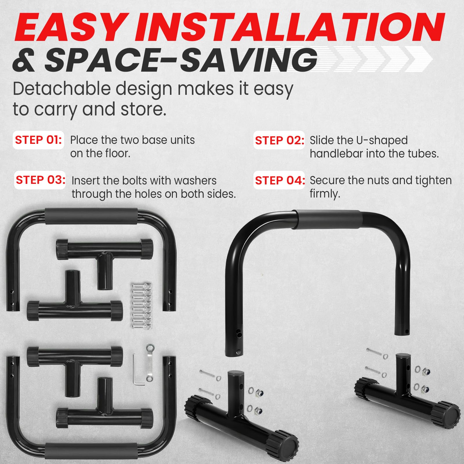 FUNFLEX Poręcze Do Handstandu Parallettes Ze Stali Do Pompek Dip Calisthenics Z Antypoślizgowymi Uchwytami Sprzęt Treningowy Do Ćwiczeń W Domu Na Zewnątrz Idealny Do Treningu Siłowego Streetworkoutu