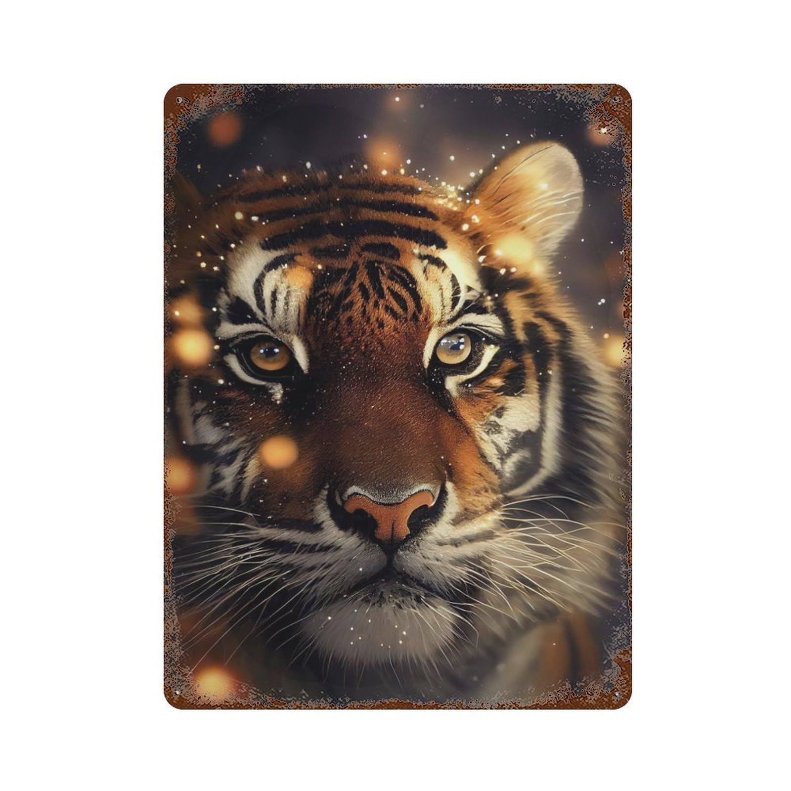 Tiger Beautiful Vintage Wall Sign 15.7"x11.8", Rust Effect Metal Decor for Farmhouse, Kitchen And Entryway Decor