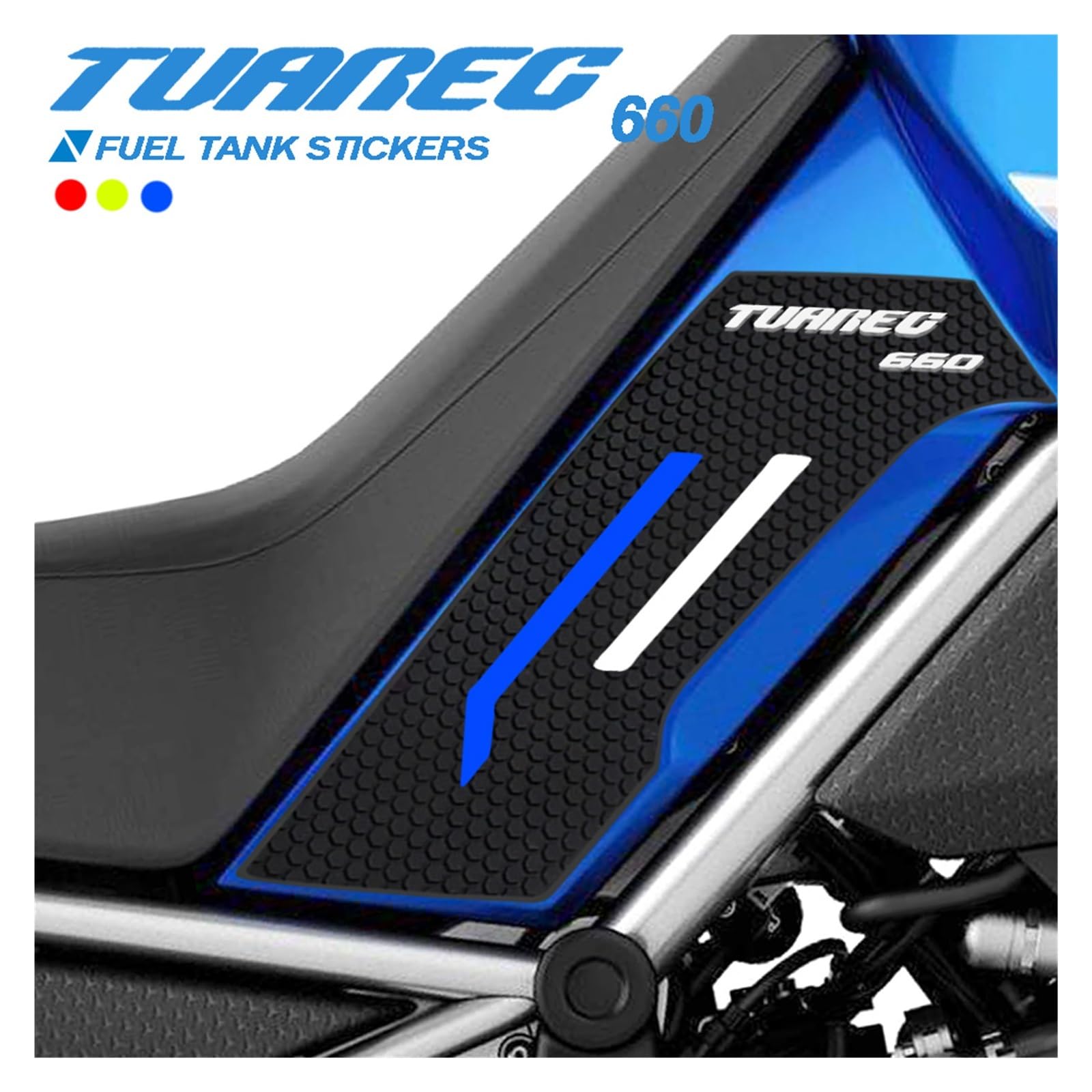 YHBH Rilievo Laterale del Serbatoio del Carburante Paraserbatoi per Moto Adesivi Protettivi Ginocchio Grip Traction Pad per Aprilia Tuareg 660 2022 Traction Pad(Blu)
