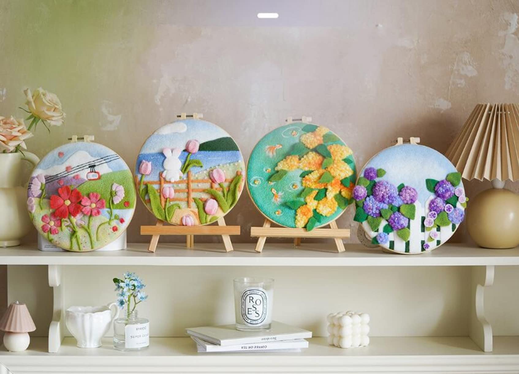 YJIUYUANQ Felt Painting Kit Wool Needle Felt Set,4 Design Sets