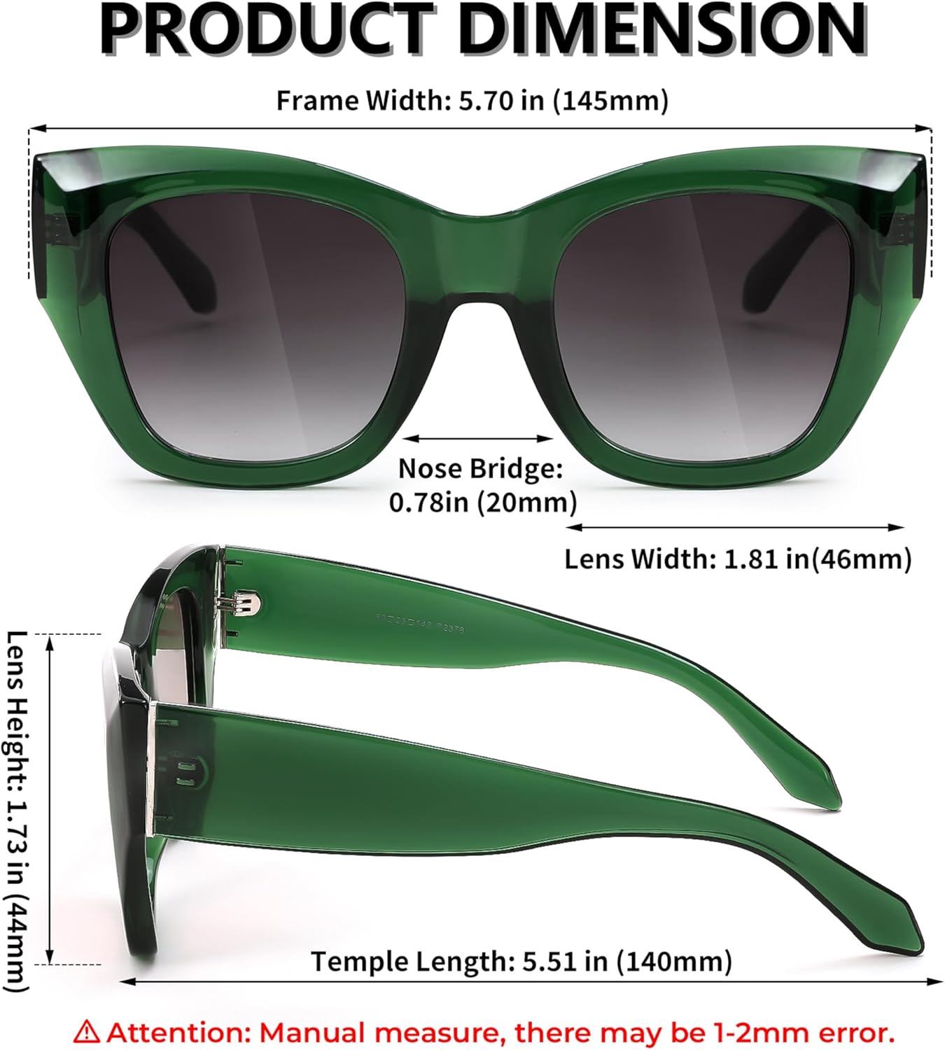 FEISEDY Oversized Cat Eye Sunglasses for Women Men Vintage Retro Thick Frame Luxury Trendy Shade UV400 Protection B2378 - Image 5