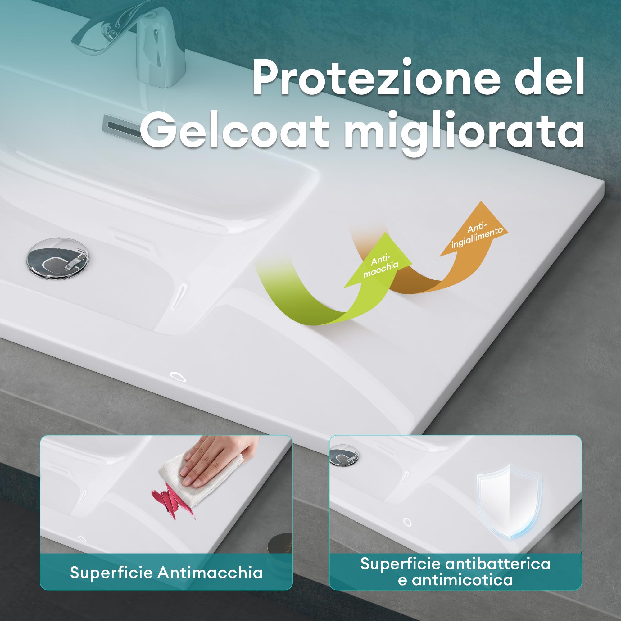 Mai & Mai Lavabo Incasso in Minerale Fuso 100x48x12cm, Colossum02-1000