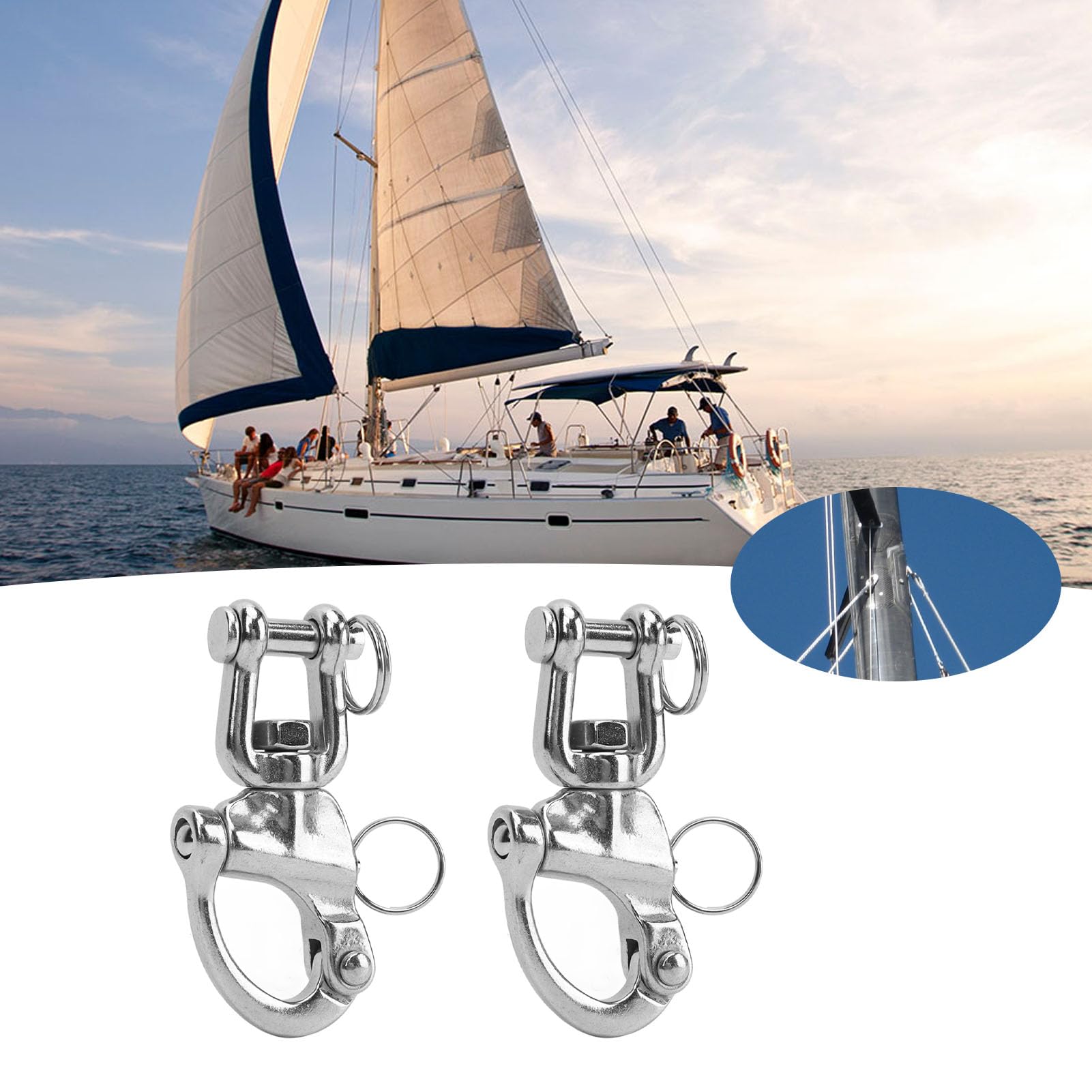 Manille Pivotante, 2 Pièces Manille Pivotante Marine à Dégagement Rapide, Manilles Universelles Haute Résistance en Acier Inoxydable 316 pour Gréement de Voilier