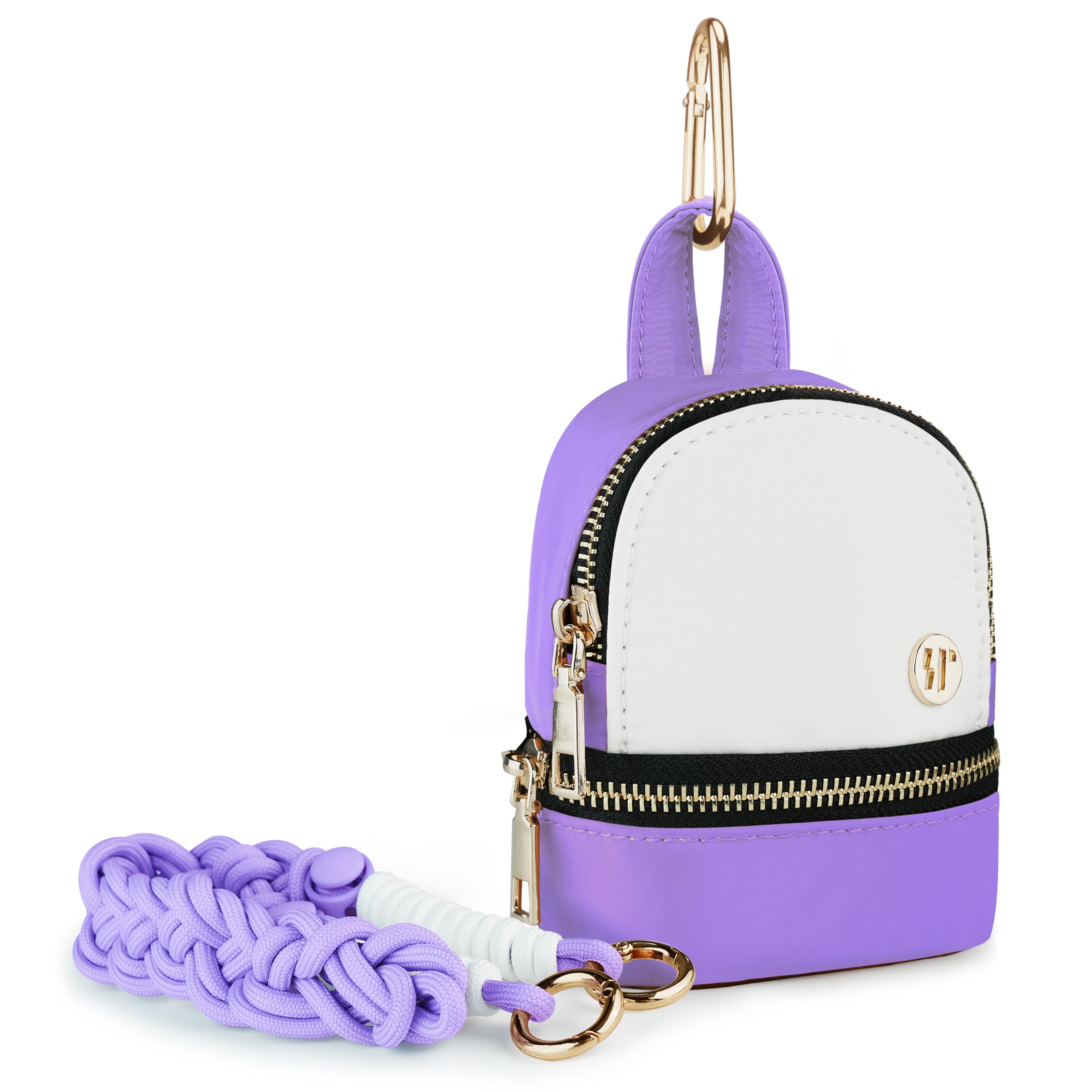 Sunpour Mini Backpack Keychain Lanyard Pouch Small Change Coin Purse Cute Zipper Wallet With 3 RFID Card Slots For Women/Men Airpods Cosmetics