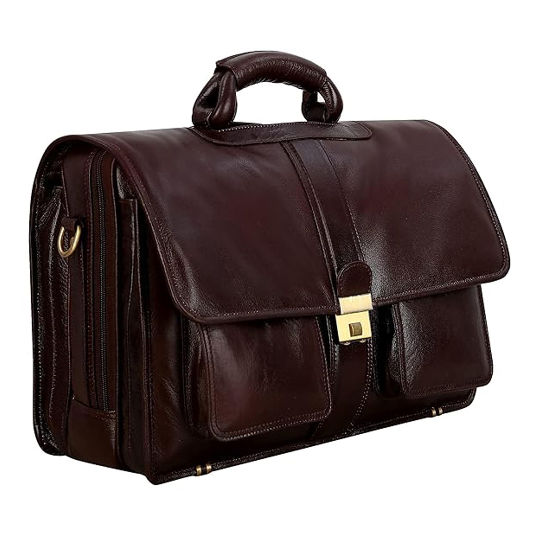 richsign leather accessories RichSign 24 litres Leather Laptop Office Briefcase Messenger Bags for Men (Dimension=L-17 X H-13 X W-5 Inch) (Weight=1.2 KG)-picture-53