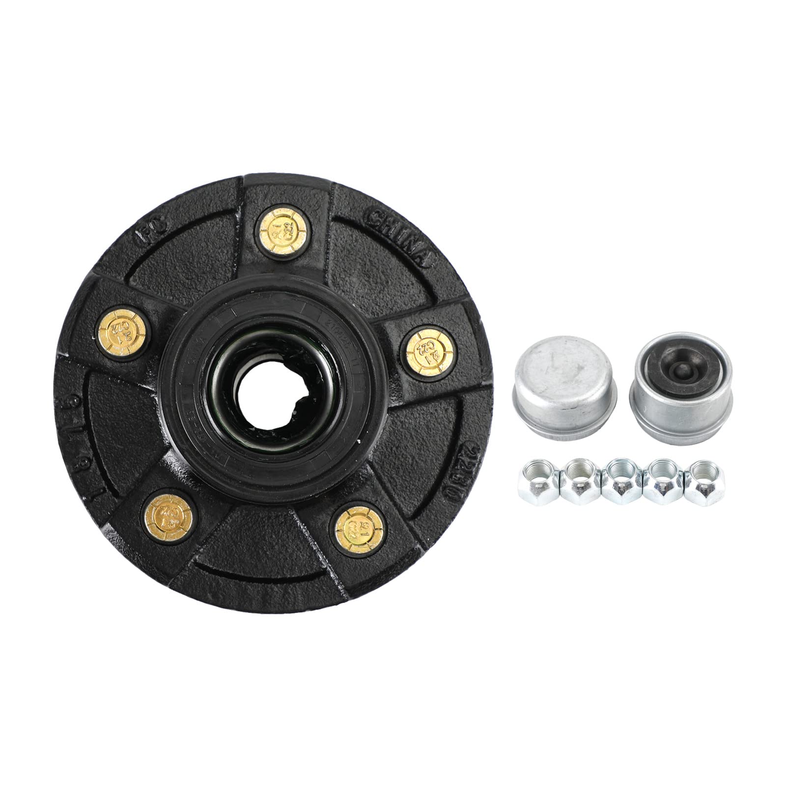 Topteng Grease Trailer Idler Hub Assembly for 3.5K Axles - 5 on 4-1/2 - Pre-Greased
