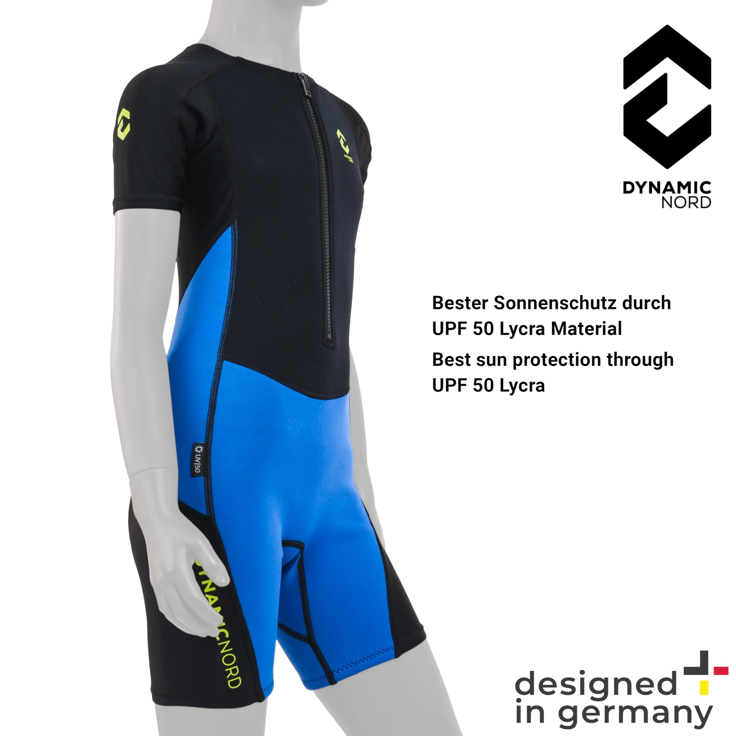 Muta Shorty 2 mm per bambini neoprene - Progettata in Germania - Muta da 2 mm con Lycra per protezione dal freddo e dal sole, muta, costume da bagno, Protezione Termica e UV per Nuoto