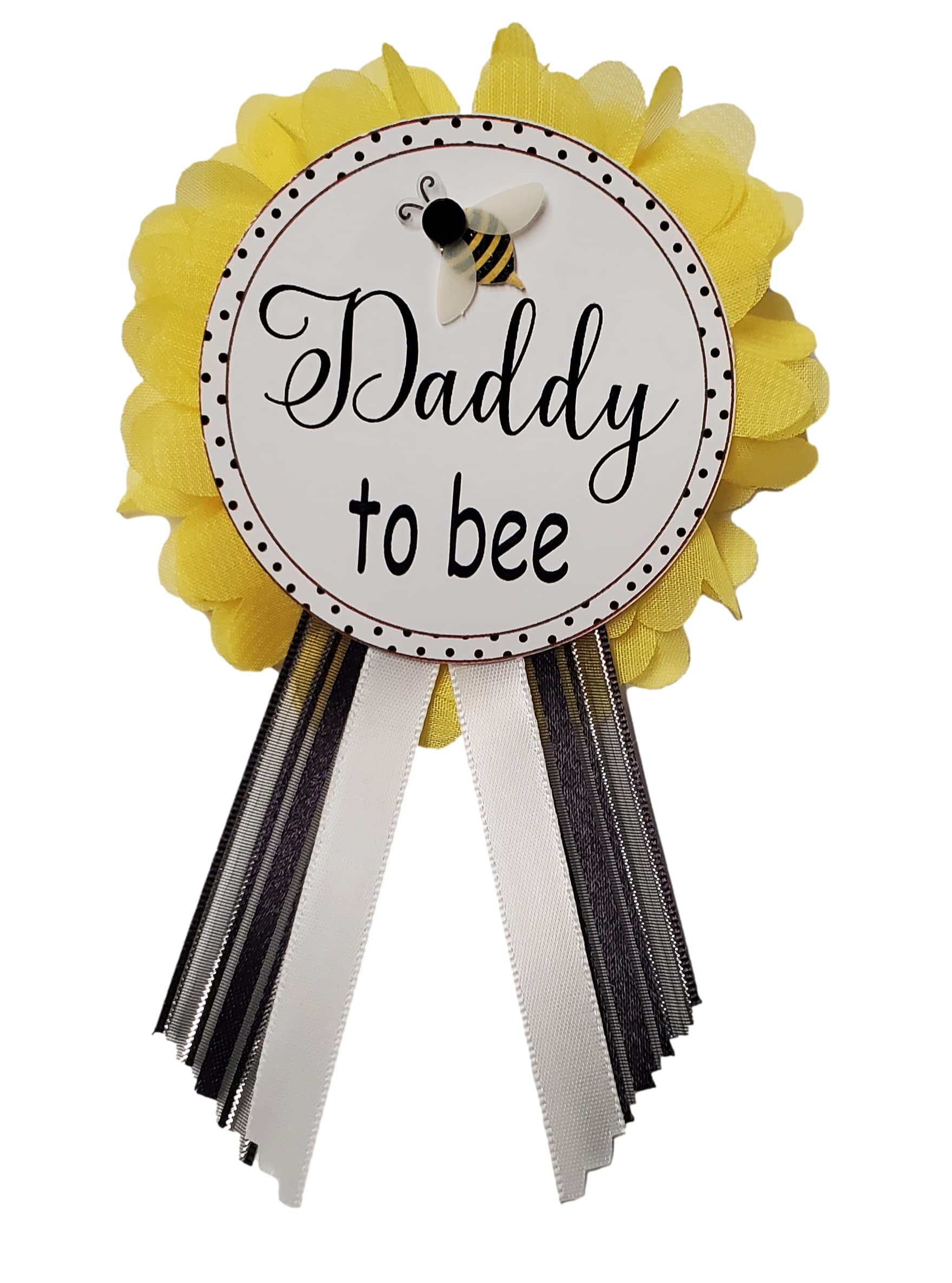 Amy's Bubbling BoutiqueDaddy to Bee Pin Baby Shower Yellow & Black pin for dad to wear at Baby Shower, Baby Sprinkle, One Size, chiffon