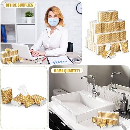 Miniatura 2 de Paquete de 50 pañuelos de bolsillo a granel, paquetes de 500 hojas de pañuelos pequeños, paquetes de bolsillo de 3 capas de tamaño de viaje,