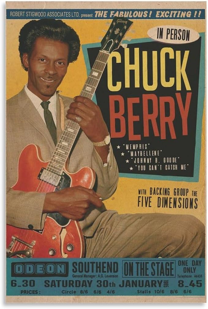 Chuck Berry 1965 Concert Poster - Odeom Promo Unframed Reprint