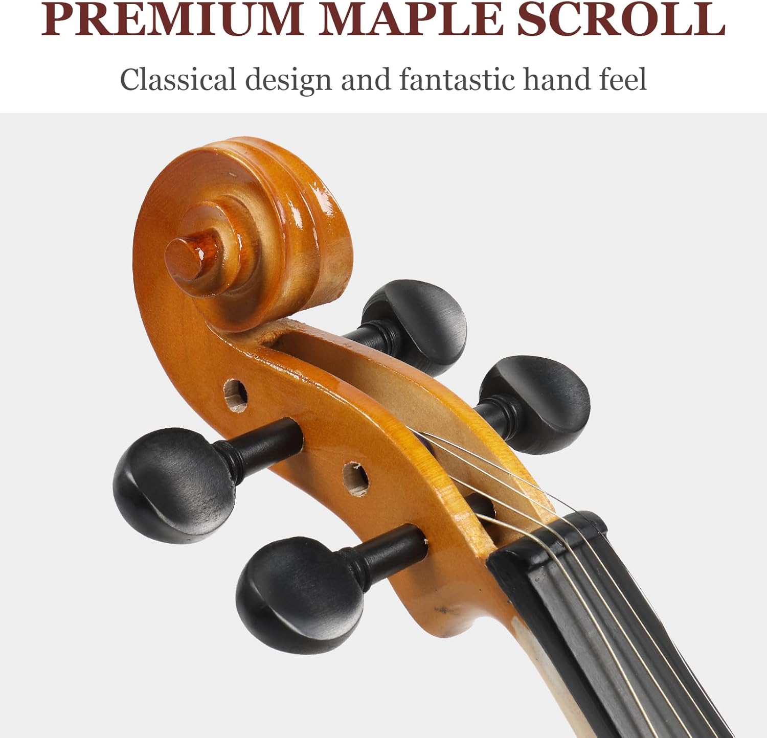 Ktaxon Full Size Violin, 4/4 Acoustic Violin with Portable Case, Finger Guide Sticker, Polishing Cloth,Mute, Extra Set Violin String, Shoulder Rest, Rosin and Bow(Natural)