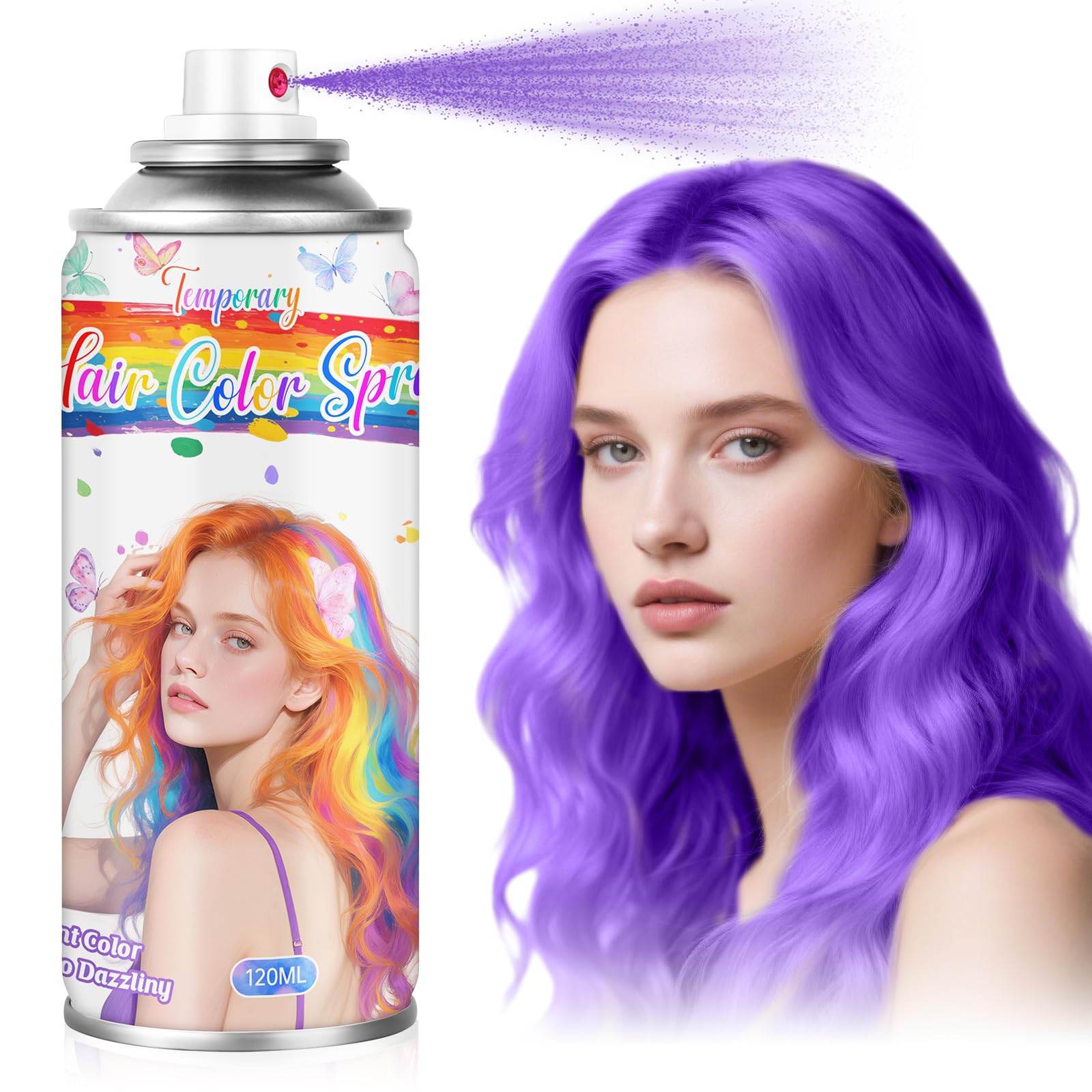 Spray per Capelli Temporaneo Viola Magico - Colore per Tema Mistero, Regalità e Cosplay Fantasy, Perfetto per Serate a Tema, Halloween e Feste (120 ml)