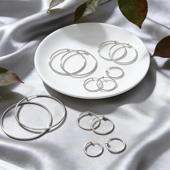 4 paia Falso Naso Orecchino Anello Cerchio Acciaio Inossidabile Non Forato Clip Piercing Gioielleria,orecchini finti a cerchio,Clip non forati,per naso,labbro, orecchio,Uomo Donna Bambina