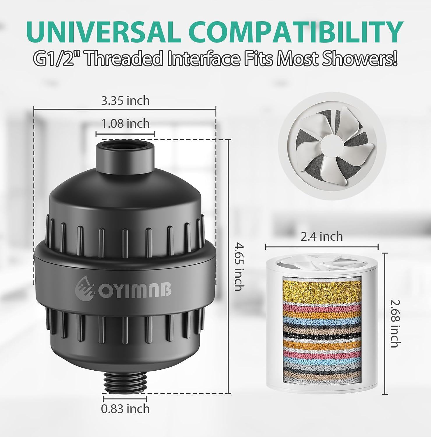 High Output Revitalizing Shower Filter with KDF55,Hard Water Softener Removes 99% Chlorine, Fluoride, Lead & Chemicals. Reduces Eczema,Dandruff,Scale Buildup, Revitalizes Skin, Hair&Nails, Matte Black