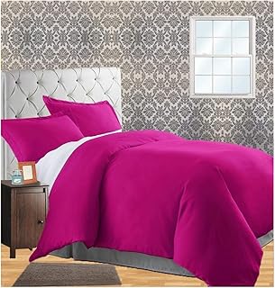 CELINE LINEN Wrinkle & Fade Resistant 3-Piece Duvet Cover Set - Protects and Covers Your Comforter/Duvet Insert, 1500 Series Luxurious 100% - Silky Soft, Full/Queen, Hot Pink