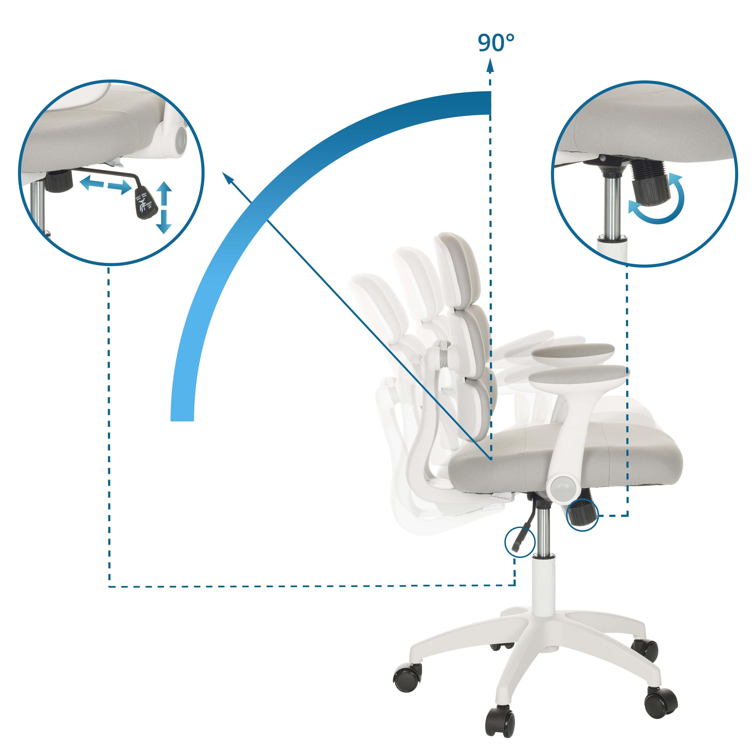 hjh OFFICE Silla de Escritorio Kid ERGOLINO W Silla giratoria Infantil con Respaldo ergonómico, Gris, 736428