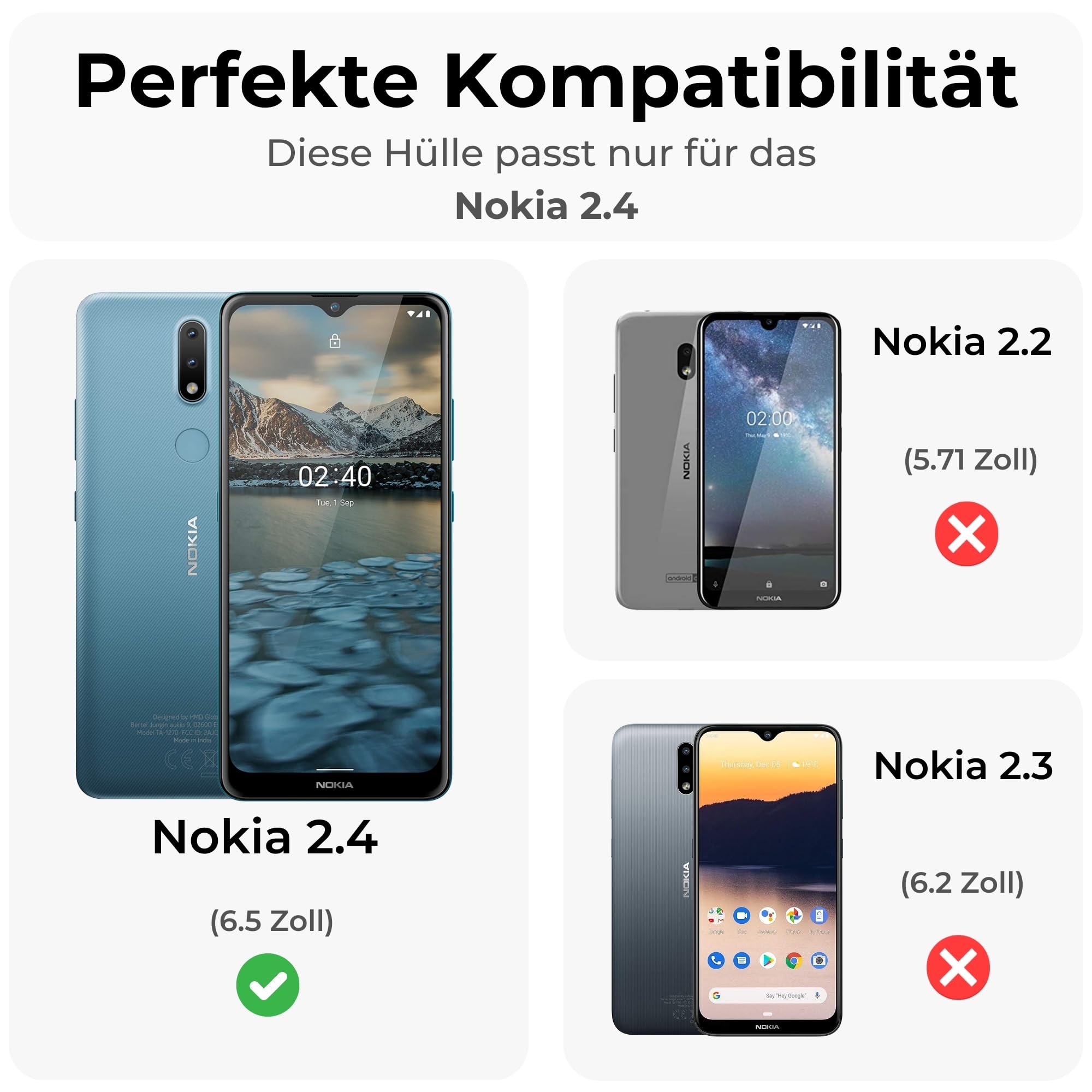 SATURCASE Custodia In Pelle PU Per Nokia 2.4 – Portafoglio Con Chiusura Magnetica E Slot Carte – Morbida Al Tatto - 3