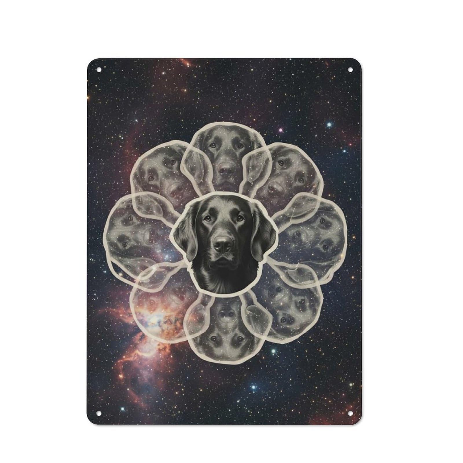 Junmoney Cosmic Flat-Coated Retriever Tin Wall Plaque 40X30cm With For Living Room Or Hallway, For Garage, Workshop And Man Cave Decoration