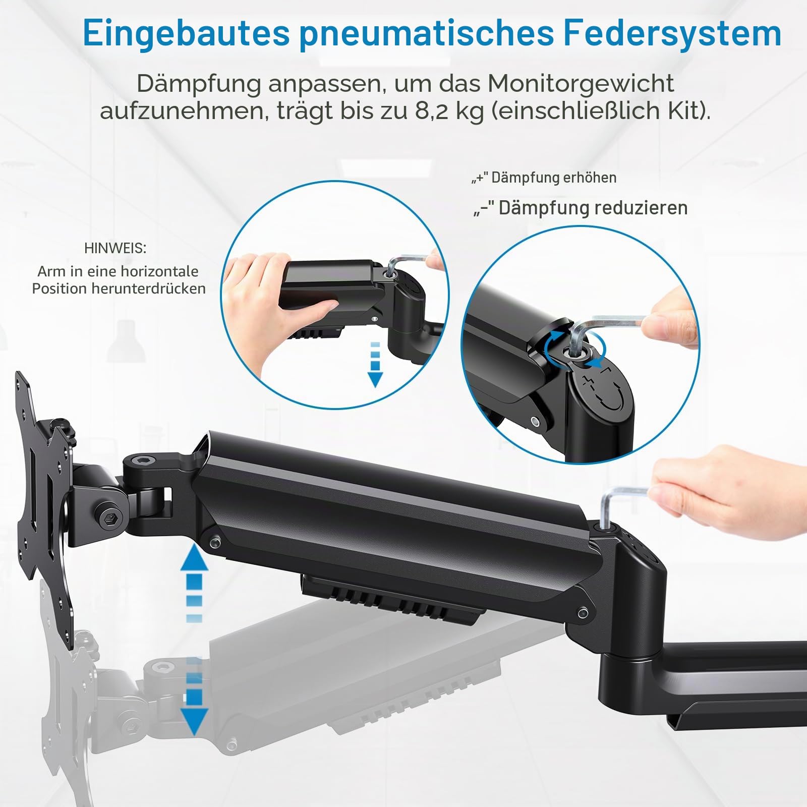 HUANUO Monitor Wandhalterung für 17-32 Zoll LED/LCD/TV Bildschirm, Monitor Halterung Wand, Monitor Arm Wall Mount mit 360° Drehbar Arm, VESA 75mm 100mm Gaming