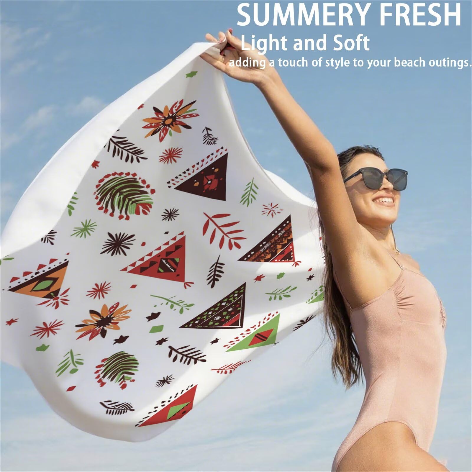 Toalla Playa Grande 90x200cm Geometría Toalla Microfibra Antiarena, Toallas Bano Bohemia Toallas Playa Secado Rapido Pareos Playas Mujer Ligera Absorbente Beach Towel para Gimnasio Viajes Sauna OC-469